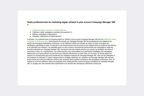 File preview Réponses à l'Examen de Campaign Manager 360 Google Marketing Platforms